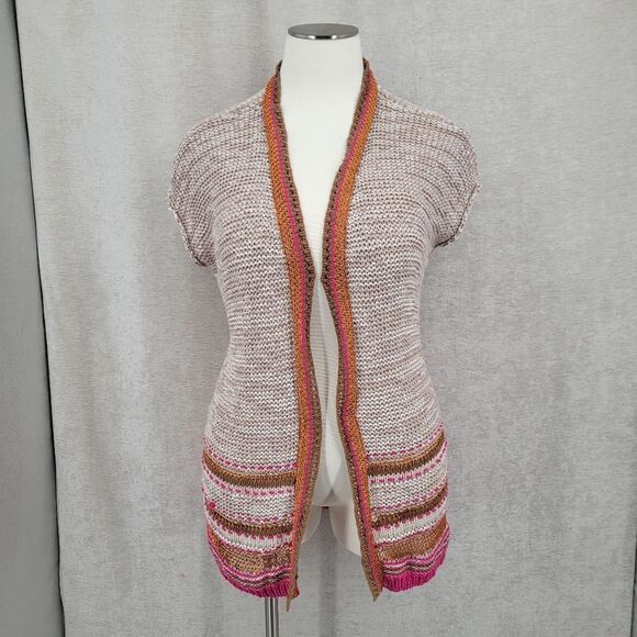 Chico's Color Pop Multicolor Knit Longline Cardigan Orange Pink Plus Size - Picture 7 of 16